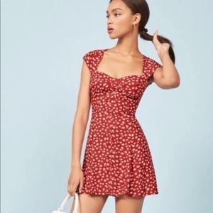 Reformation red floral Cheri mini dress.
